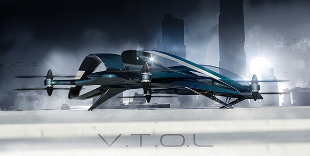 VTOL drone design concept by Adam Angelov, futuristic and functional